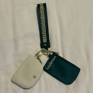 Used Lululemon Dual Wristlet Green & Cream.